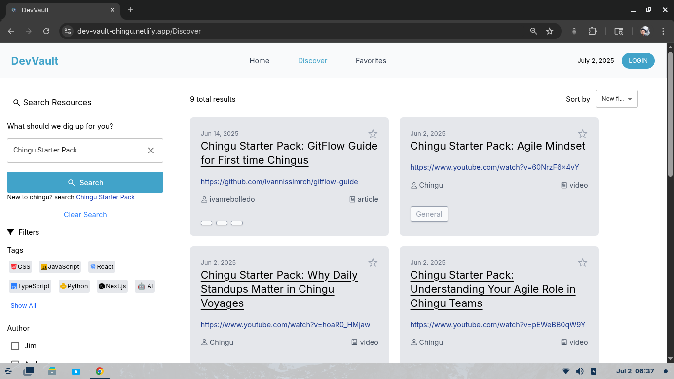 DevVault project screenshot